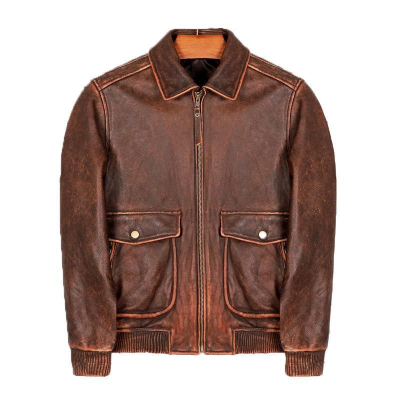 Compra Faux De Cuero Para Hombres 2021 Vintage Chaqueta De Aviación Marrón  Hombres Hombres Estilo Militar Cuello De Lana Tamaño De Europa Real Natural  Cowhide Winter Pilot Coat Barato | Entrega Rápida