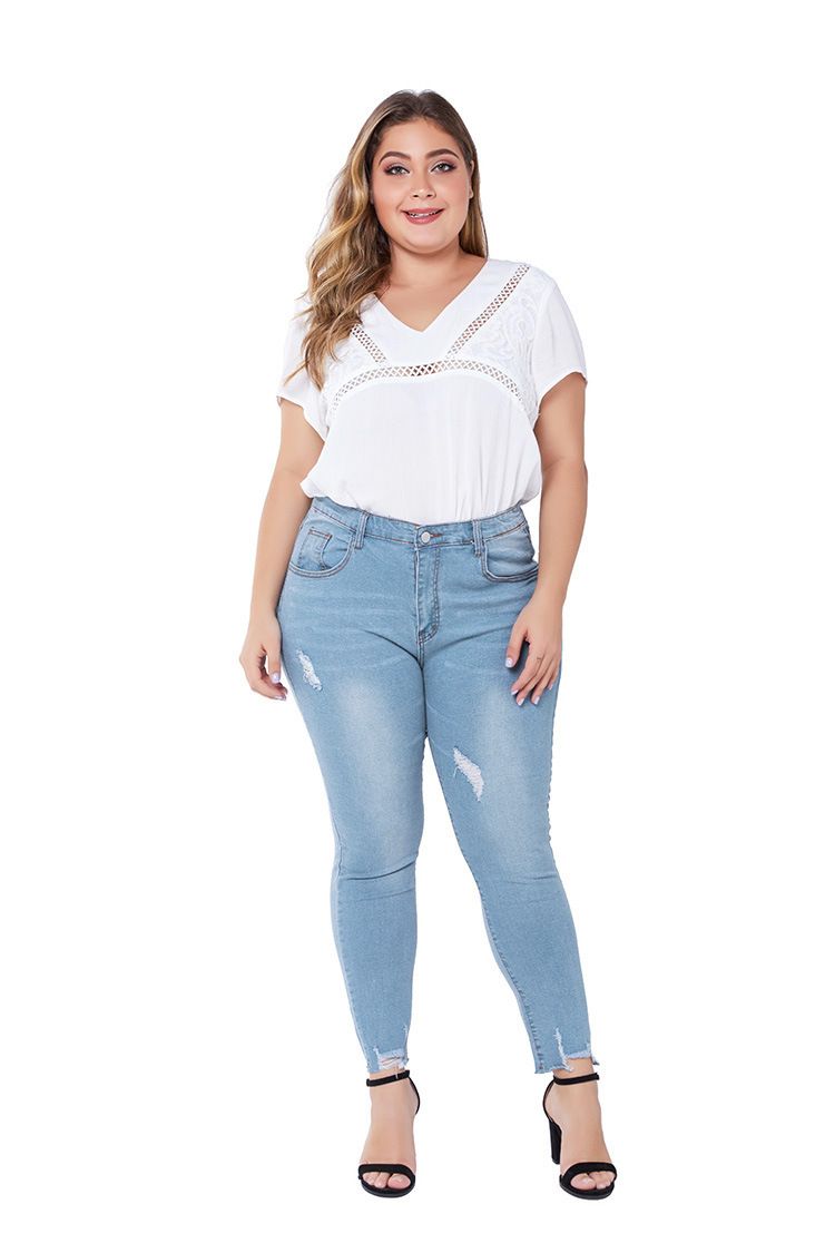 Compra Tallas De Mujer MÁS TIENDO EUROPEO AMERICANA JEAN PANTALLA LADRIA  ROMADA LEVADA STRED WASH SLIM FIT JEANS Barato | Entrega Rápida Y Calidad |  Es.Dhgate