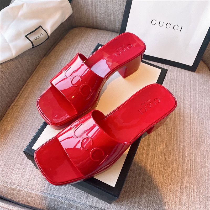 GUCCI Slippers Dupe AAAAA Women Sandals Jelly 11 Boots Candy Colors