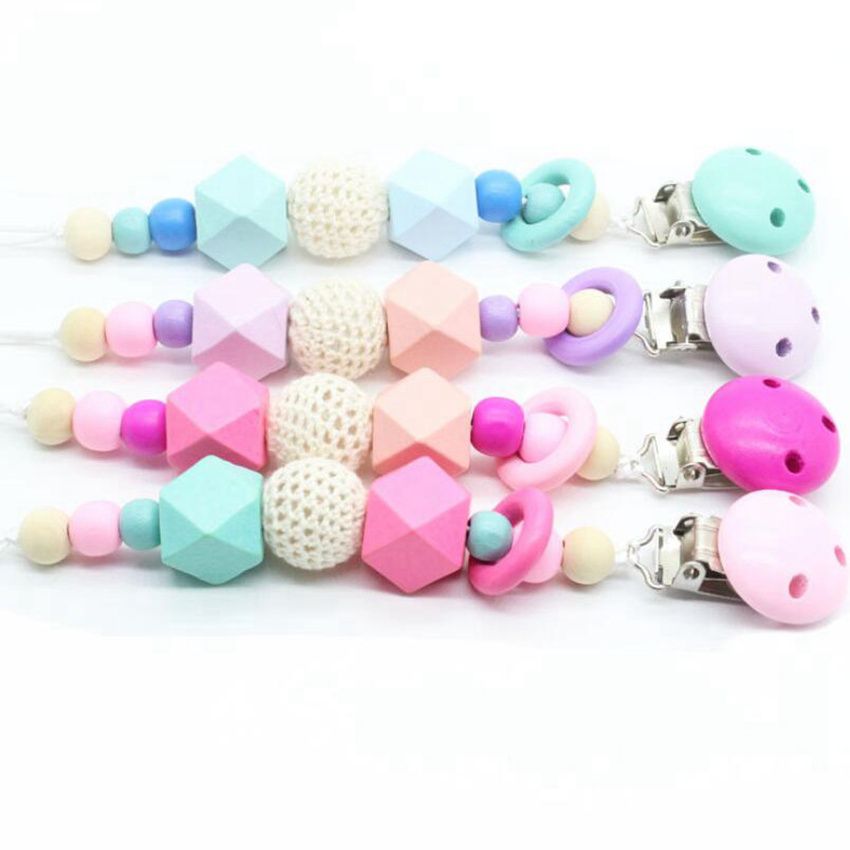 Cute Baby Elephant Soother Pacifier Clip Beads Silicone Chew Nipple Strap Chain