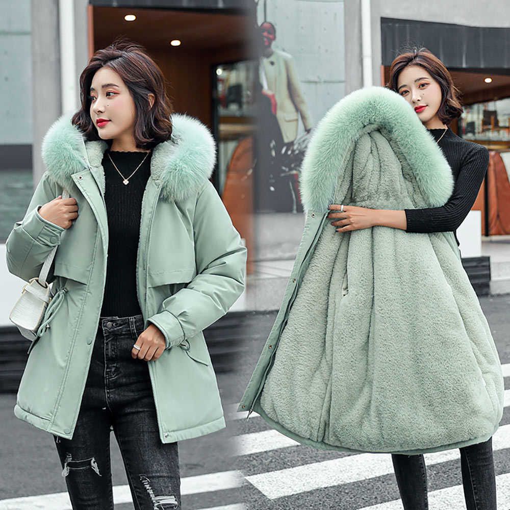 GRELLER Short Autumn Winter Coat Women Casual Fur Lining Parkas