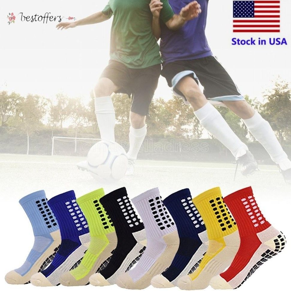 Men's Kids Anti Slip Football Socks Athletic Long Socks Absorbent Sports Grip 