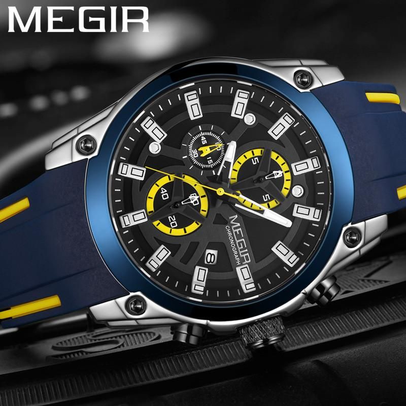 Acquistare Orologi Da Polso Megir Orologio Uomo Cronografo Militare 3d Viso  Maschile Orologio Top Gomma In Silicone Band Daffari Uomo Sport Orologio Da  Polso 214 Economico | Consegna Veloce E Qualità | It.Dhgate