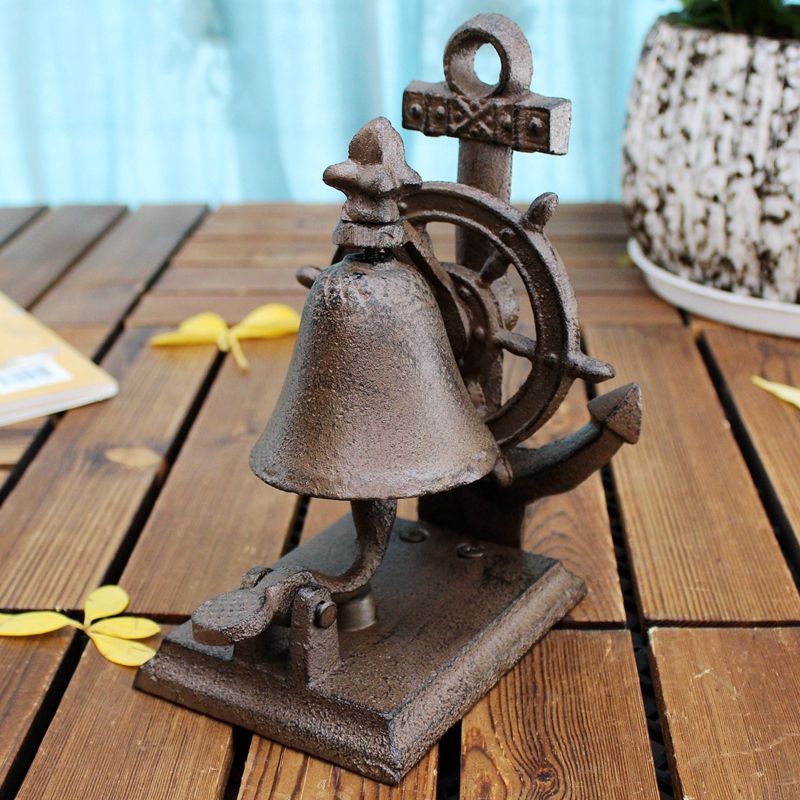 Cast Iron Boat Anchor Tabletop Bell Ship Wheel Home Decor Rustic Brown Nautical Hotel Desk Dinnerl Antique Retro Vintage Supply Craft From Haolyhelen 76 89 Dhgate Com - Anchor Home Decor Table