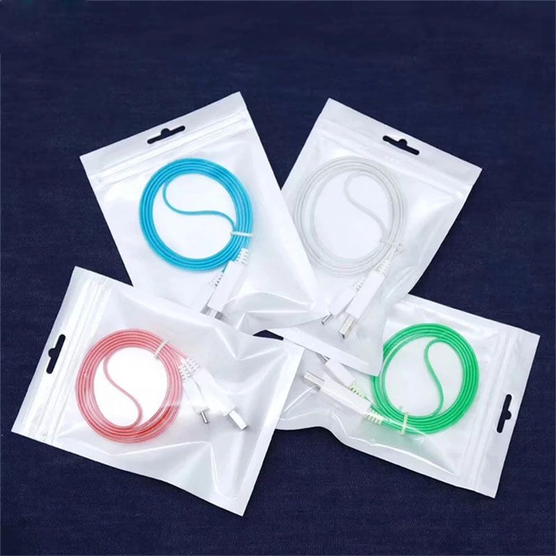 White & Clear Self Seal Zipper Plastic Retail Packages Bags with Hang Hole For Cell Phone Accessories Case USB Charger Cable inside 8.8x15cm