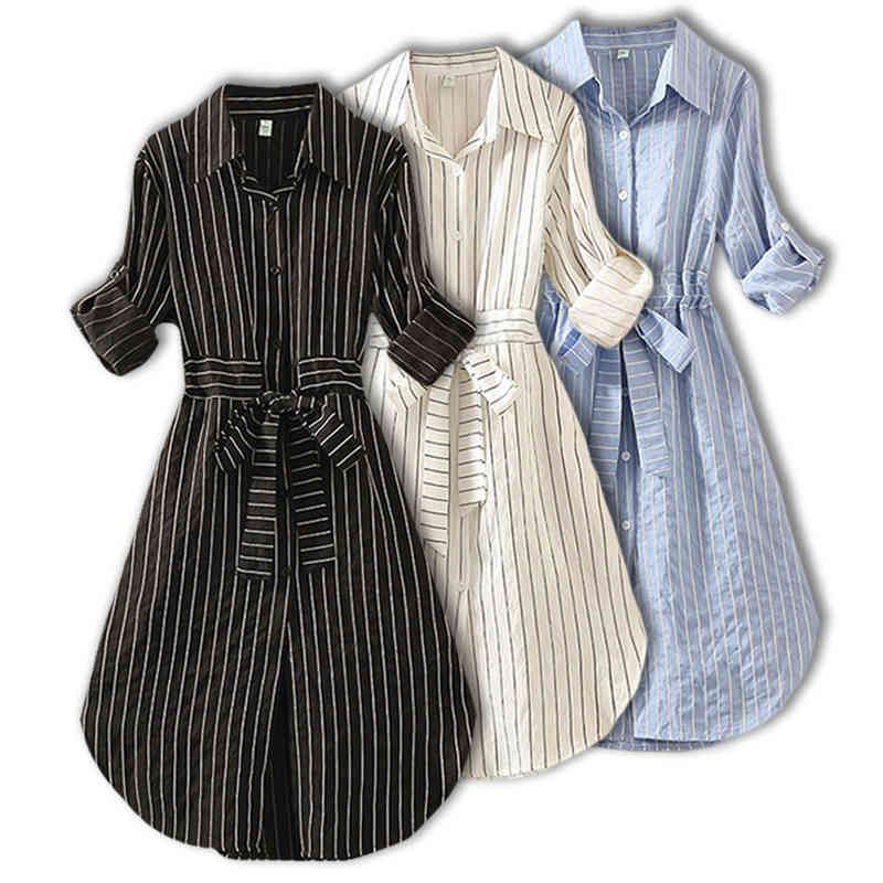 Vestido de rayas Túnica de manga larga elegante Camisa elegante Vestido azul Blanco Blanco Negro Primavera Vestido de rayas Túnica de manga larga elegante Camisa elegante Vestido azul Blanco Blanco Negro Primavera