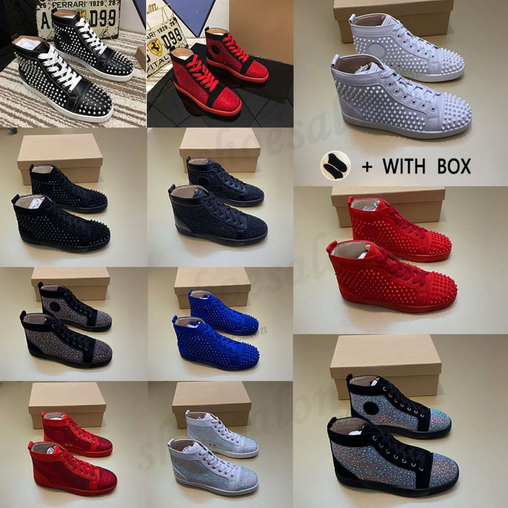2021 2021 Mannen Vrouwen Rode Bodem Luxe Sneakers Bezaaid Designer Schoenen  Voor Hoge Top Zwart Witte Spikes Lederen Casual Klinknagel Sneaker # 512  Everystar Van Anystarsports, 40,96 € |DHgate