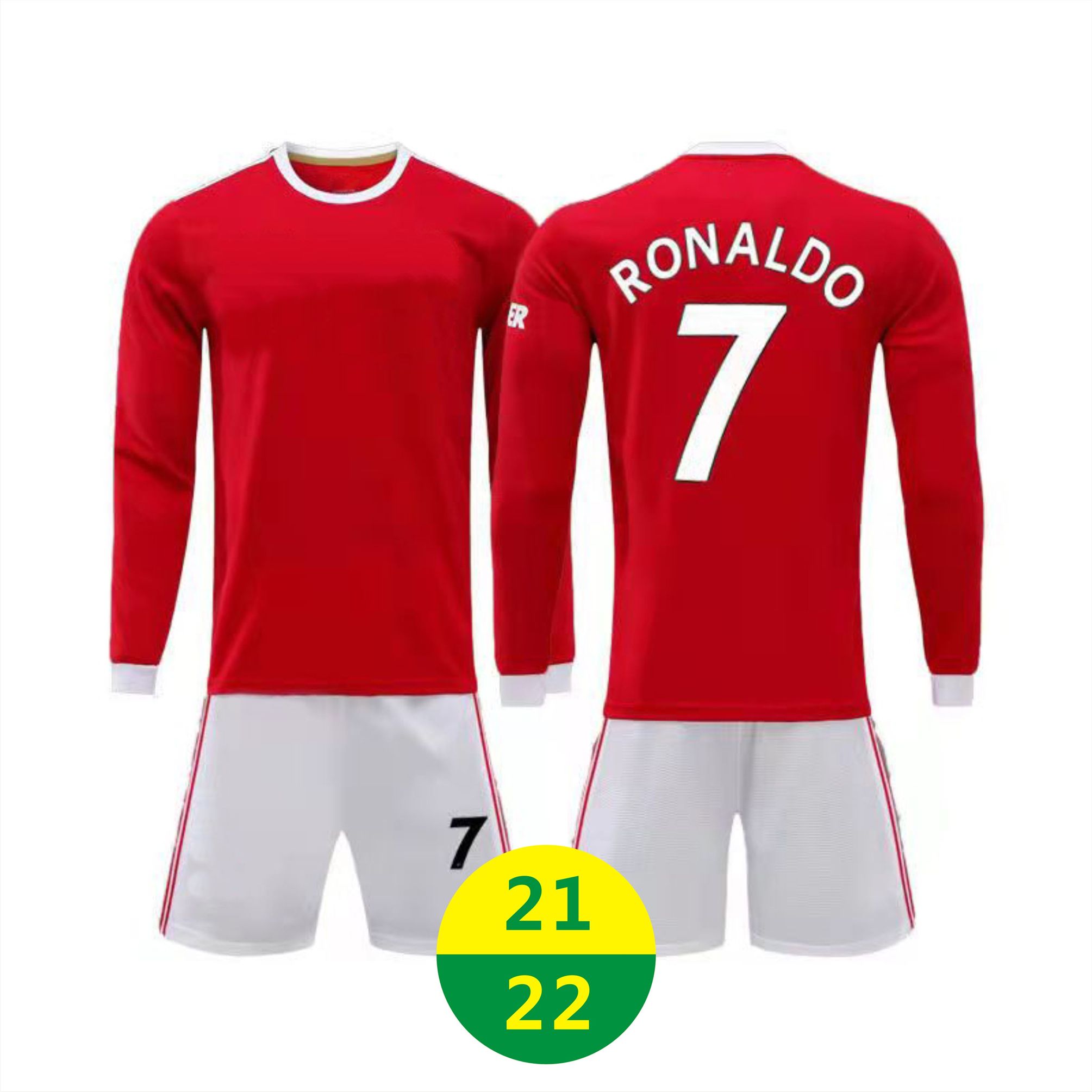 US Fast 21 22 Hem Jersey Ronaldo fotbollskläder röd # 7 tröjor Vuxen Långärmad kostym Träning TrackSuit 2021 Mens Sportkläder Kids Fotbollskjortor 2022 med logotyp # MLZ-21A1
