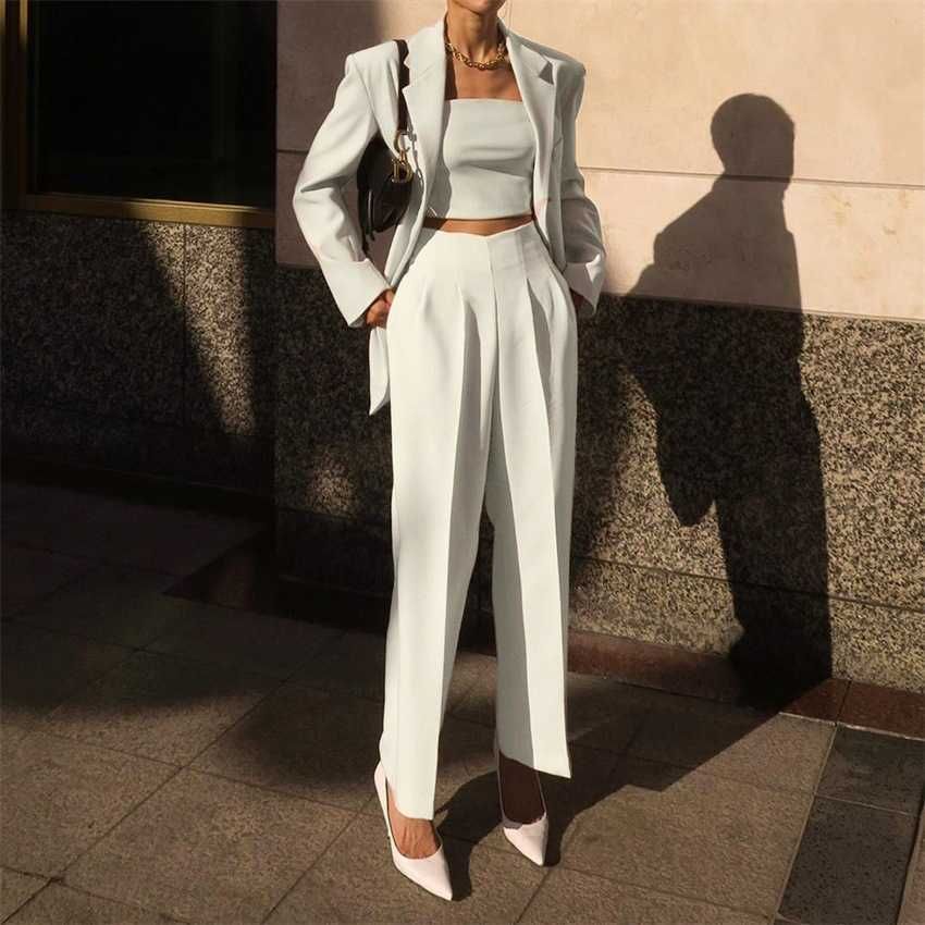 Pantalones de vestir blancos para las mujeres Primavera y otoño recto suelto fino de cintura alta Pantalones de vestir blancos para las mujeres Primavera y otoño recto suelto fino de cintura alta