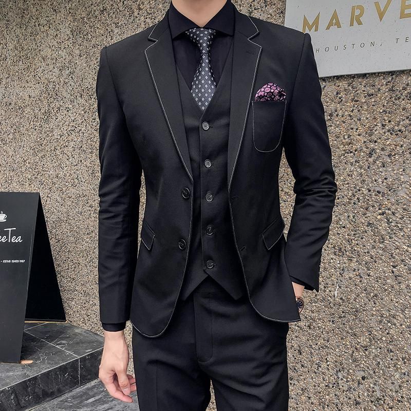 Compra Trajes De Hombre Blazers Color Sólido Traje Slim Tela Elástica  Vestido Hombres Business 3 Piezas Groom Boda TUXEDETRAJE NOVIO 2021 Barato  | Entrega Rápida Y Calidad | Es.Dhgate