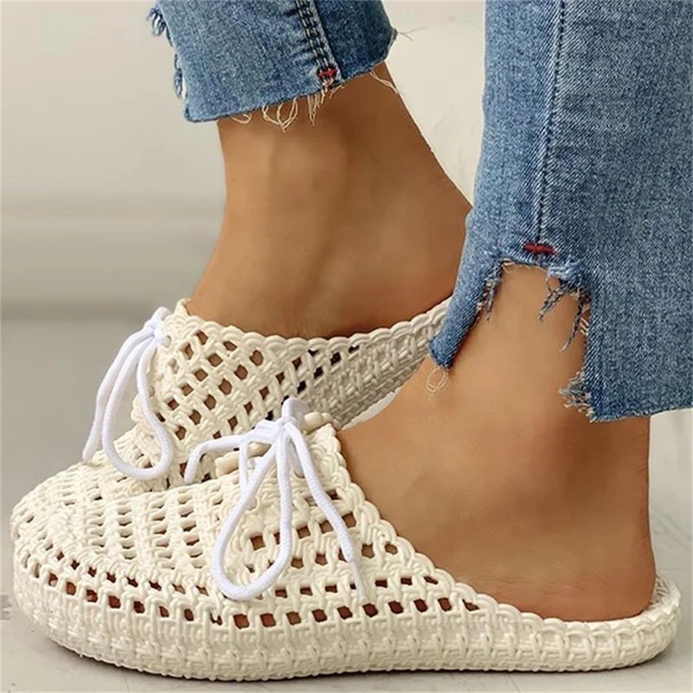 Zomer Strandschoenen 2021 Nieuwe Hollow-Out PVC Platte Hak Dames Slippers  36-41 Close Teen Home