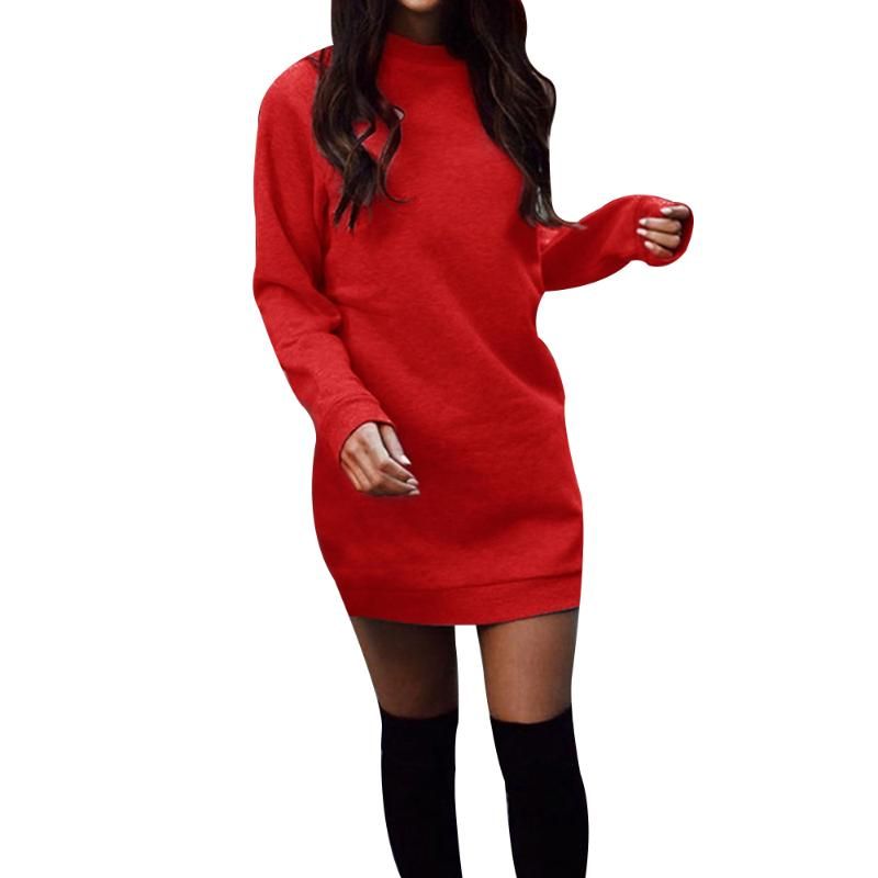 Vestido Suelto SóLido Casual O-Cuello De Manga Corta Para Mujeres-Rojo Vestido Suelto SóLido Casual O-Cuello De Manga Corta Para Mujeres-Rojo