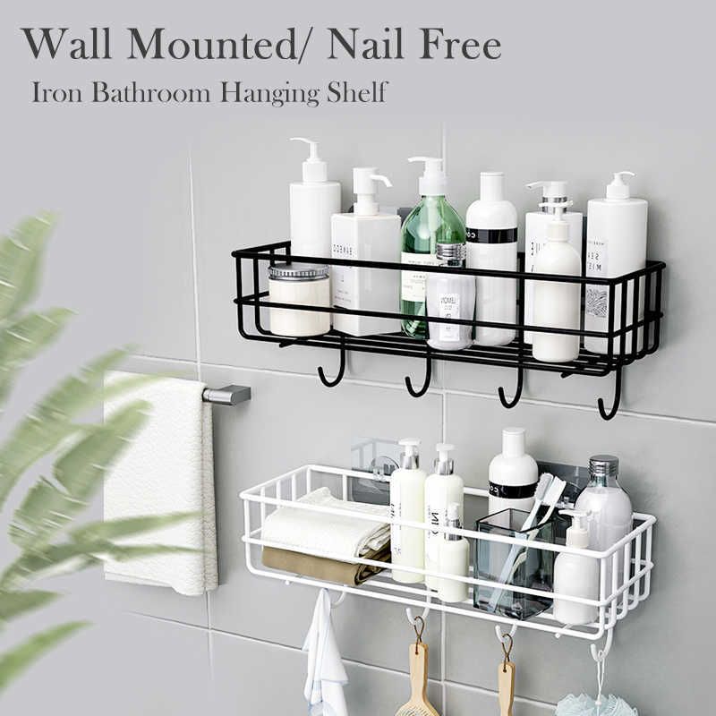 Bathroom Shelf  Punch-free Wall Mounted Bathroom Storage Rack, No