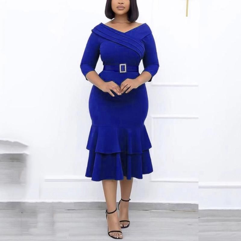 Casual Dresses Office For Ladies 2021 Formal Classy Bodycon Mermaid Ruffles  High Waisted V Neck Elegant Business Work Wear Dress Cloth From  Maleclothingfz3, $30.49 | DHgate.Com