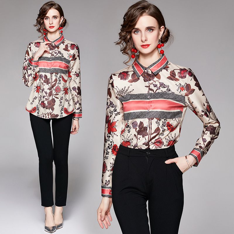 Acheter Pas Cher Chemise De Boutique Chemisier Femme 2021 Automne Nouvelle  Ol Chemise Imprimée Haut De Gamme Élégante Chemise Floral Chemise Businière  Du 13,73 € | Fr.Dhgate