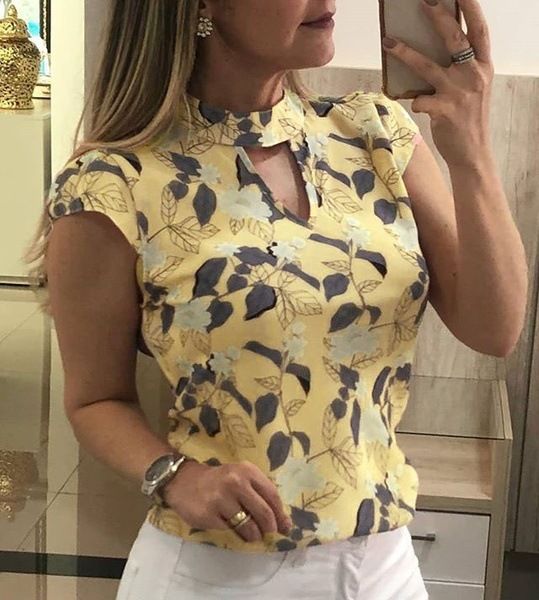 Compra Nuevo Elegante Flor De Flores De Manga Corta Blusas De Gasa 2019  Tops Para Mujer Blusas Streetwear Slim Shirts Blusas Femininas Elegante  X0521 Barato | Entrega Rápida Y Calidad | Es.Dhgate