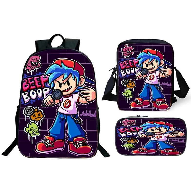 Backpack Funny Friday Night Funkin Cartoon School Bags 3 Pcs Set Bookbags Shoulder Bag Cute Pencil Case Girls Boys Book Knapsack Backpack Funny Friday Night Funkin Cartoon School Bags 3 Pcs Set Bookbags Shoulder Bag Cute Pencil Case Girls Boys Book Knapsack
