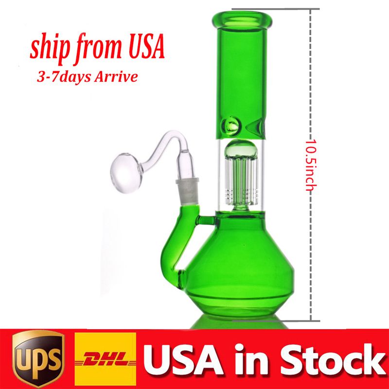 10.5 inch glass beaker bong water pipe with arms tree perc bongs percolator honeycomb recycler hookah bong with 14mm glass oil burner pipe