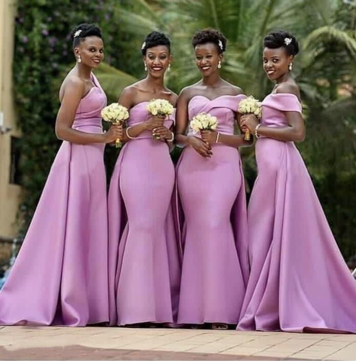 2023 Vestido de dama de honor de la sirena africana Un hombro o cariño Satén Desgaste 2023 Vestido de dama de honor de la sirena africana Un hombro o cariño Satén Desgaste