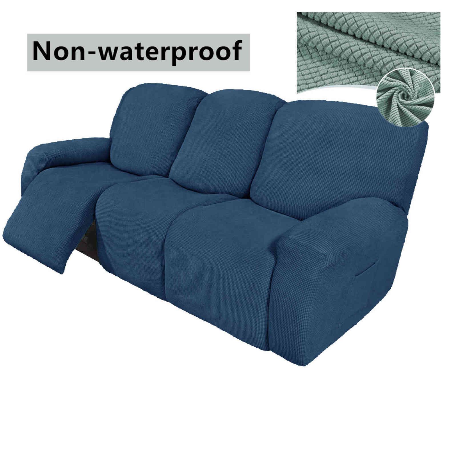 Deep Blue-jacquard-3 Seat Split 8 Piece