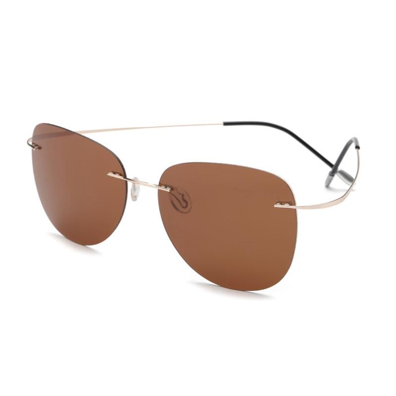 Cool 100% Pure Titanium Rimless Sunglasses Polarized Lenses 