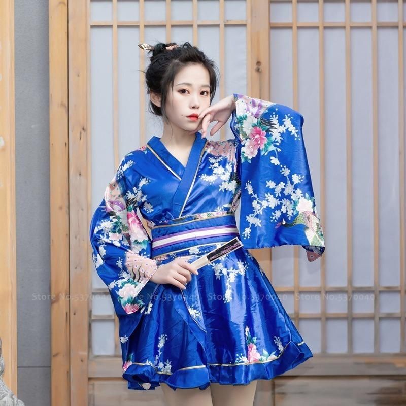 Ropa étnica 5 colores Mujeres Japonés Geisha Cosplay Kimono Yukata Retro Partido Vestido Chino Estilo Peacock Ropa étnica 5 colores Mujeres Japonés Geisha Cosplay Kimono Yukata Retro Partido Vestido Chino Estilo Peacock