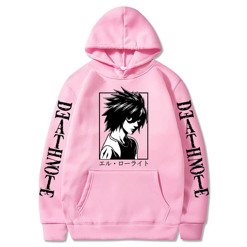 Men Hoodie Anime Death Note Hoodie Lawliet L Graphic Long Sleeve Hoodies  Pullover Sweatshirt Tops Male