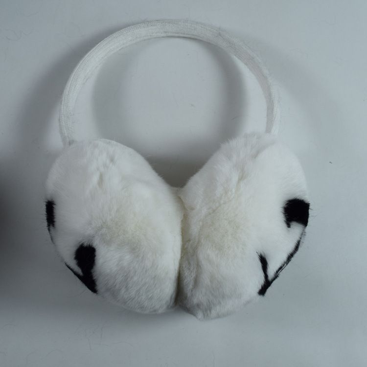 Girls White Panda Ear Muffs