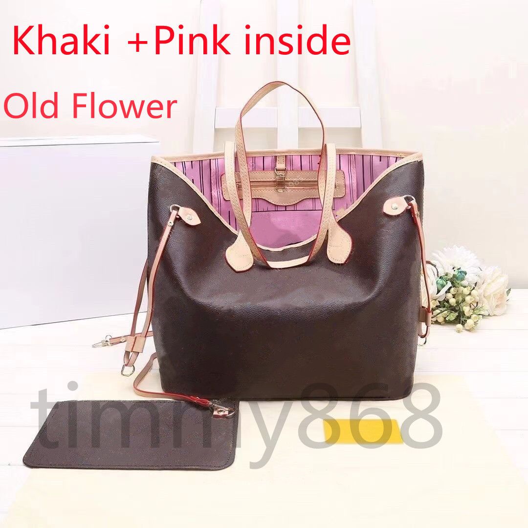 Brown flower+Khaki handle+Pink inside