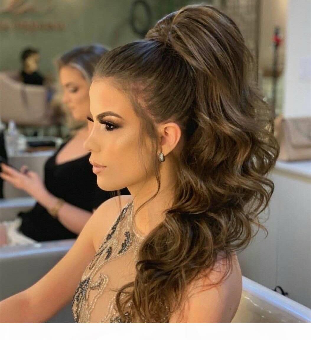 Compre 16 Polegadas Onda Onda Rabo De Cavalo Extensões De Cabelo Humano Cabelo Longo Longo Penteado Drak Cor Castanho Cor 140G Cordão Envoltório Wrap Rabo De Cavalo Para Moda Mulheres Barato |