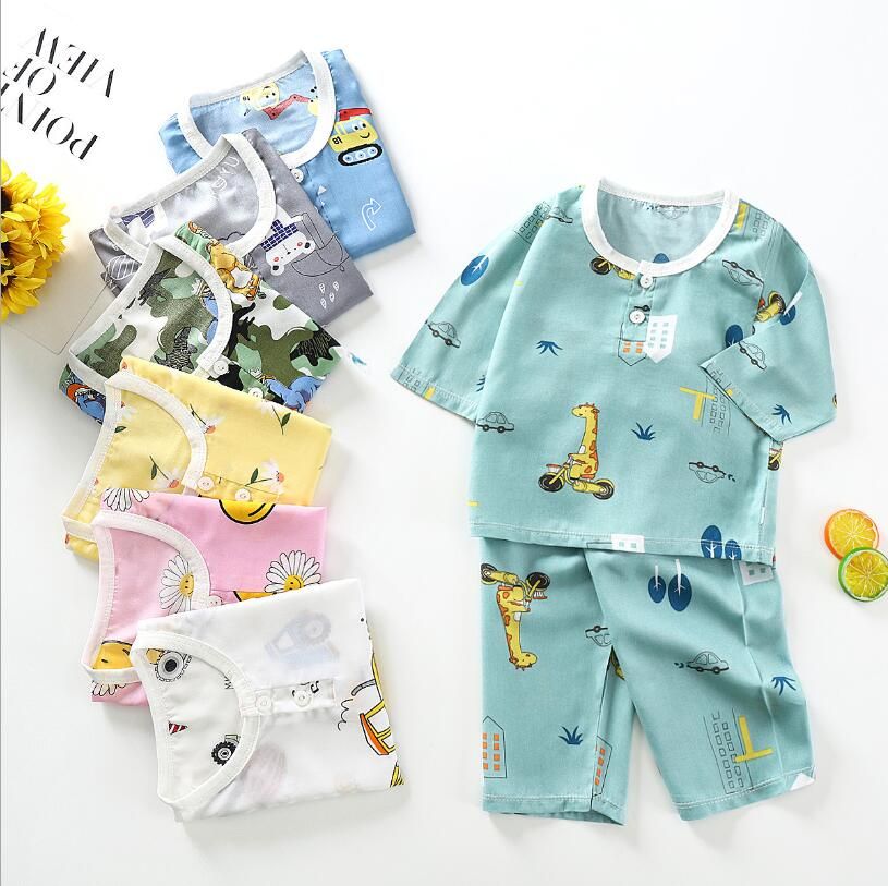 New Style Summer Girl Boy Nightwear Cartoon Printing Pajamas Shirt