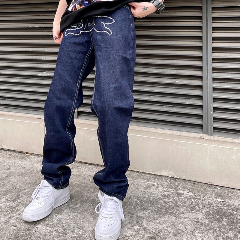 Compre Pantalones De Jeans De Hip Hop Sueltos Para Hombres Y Mujeres  Lavados Rectos Azules Casuales Pantalones De Mezclilla A 34,69 € Del  Dongguan_ss | Es.Dhgate.Com