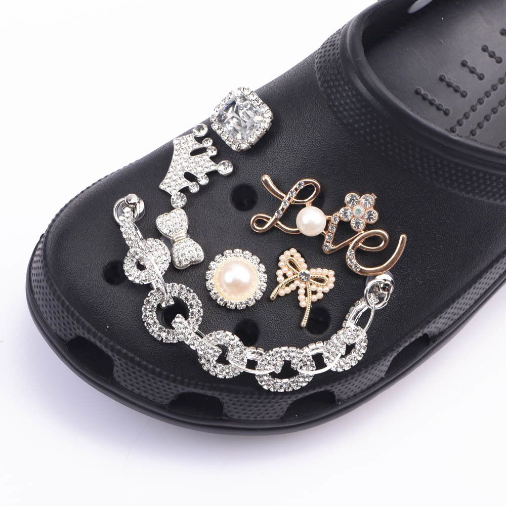 Fashion Women Men Shoe Charms Diy Bling Crystal Rhinestone Pearl Clog  Jewelry Set Decoration Croc Charms For Croc - Buy Croc Charms,Designer Croc