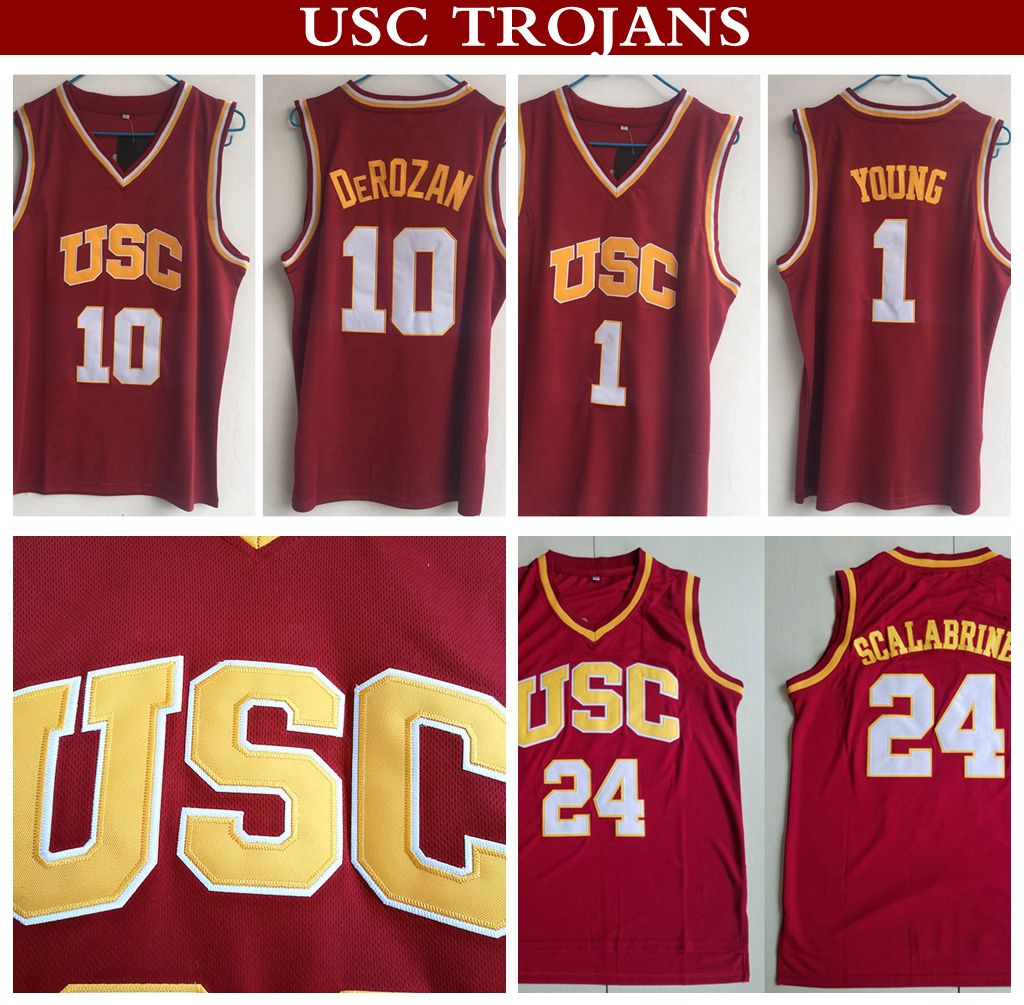 Brian Scalabrine 24 Usc College Stitched Red Basketball Jersey Shirt 
