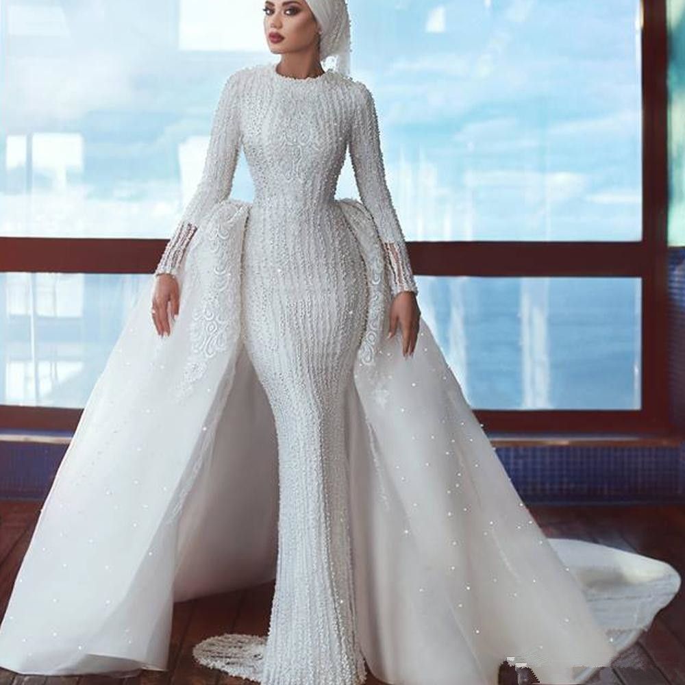 2021 Saudi Arabia Hijab Wedding Dresses 