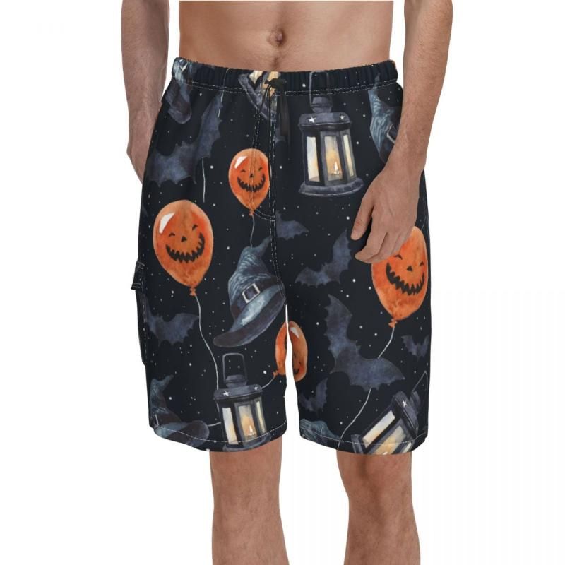 Mens Swim Trunks Beachwear Spooky Halloween Novelty Surfing Beach Summer with Pockets