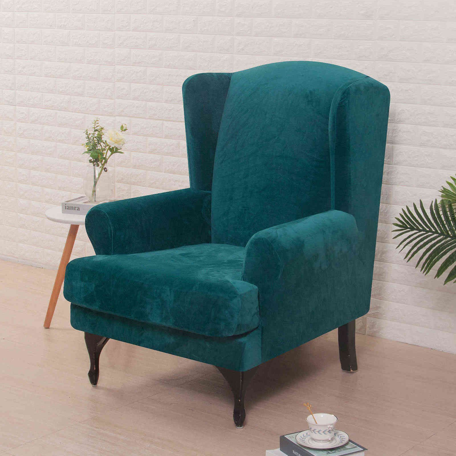 Peacock Blue-Wing Chair Cover