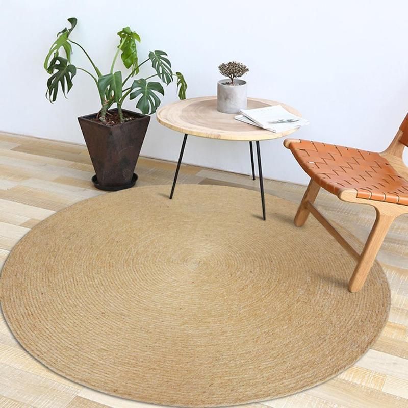 Alfombra de paja Alfombra tejida a mano Tan redondo Jute Estilo rural Estera de Juegos