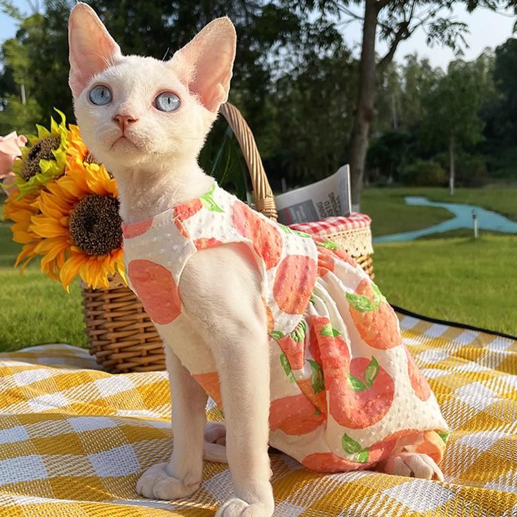Trajes de gato Ropa esfinge Vestido de impresión para gatos Sphynx Gatito Vestido de
