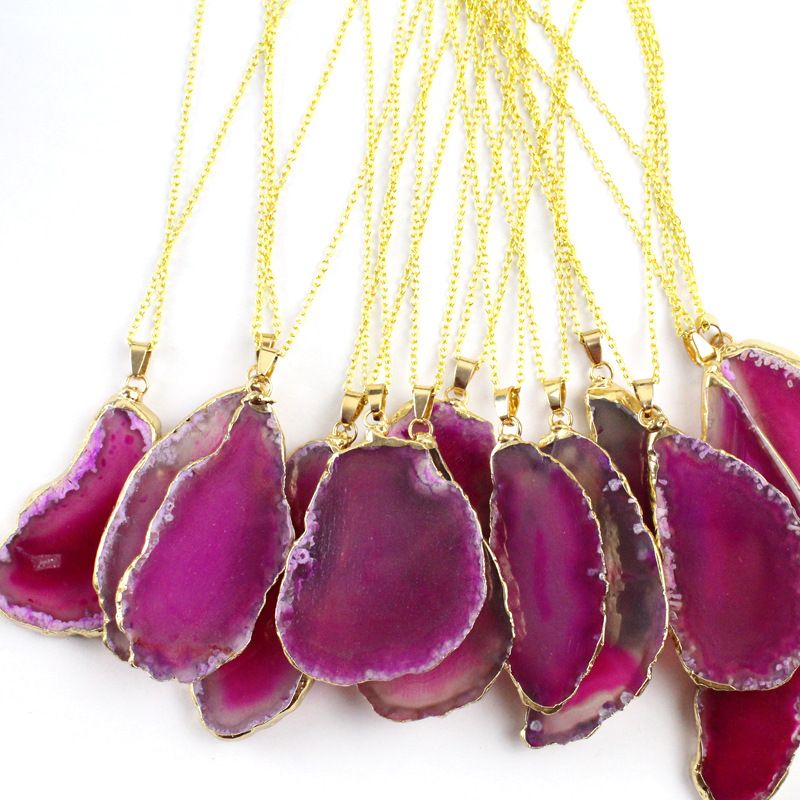 Fuschia Agate with Chain