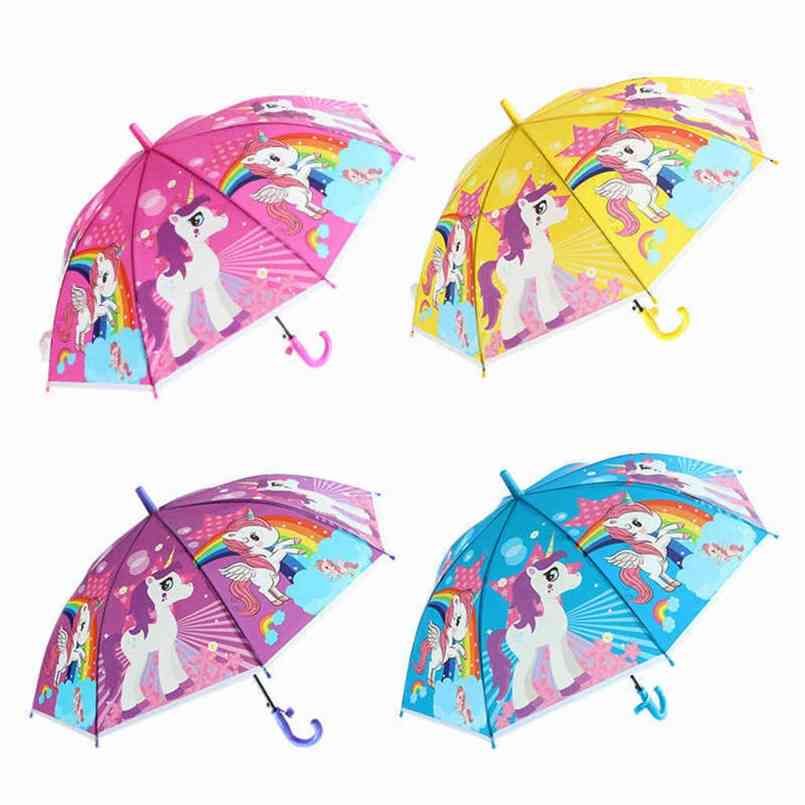 Dibujos animados de niños Paraguas transparente Eva Straight Handle Lluvia A prueba de viento Sombrillas