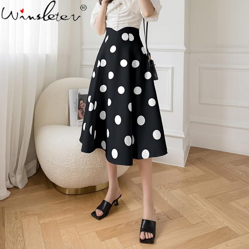 Indígena Menagerry Interpretar Faldas Vintage Lunares Falda Mujeres Muchachas Bola Bola Bolsa Fondos De  Cintura Alta Cintura Atrás Zipper Medio Calf Longitud Negro Blanco Verano  B15604A De 26,27 € | DHgate