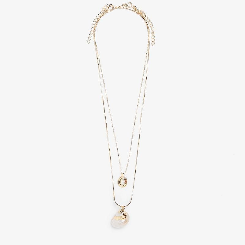 Pendant Necklaces The Two Suits Natural Conch Shells Alloy Necklace Style Deserve To Act Role Of Shell Pearl_voghion.com
