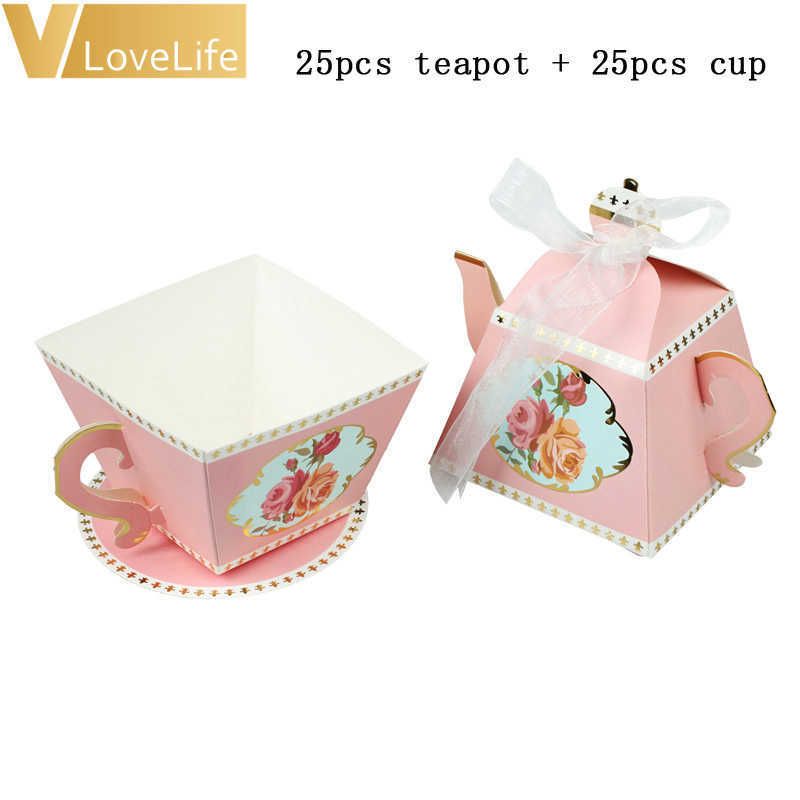 Théière rose et tasse