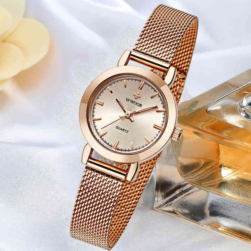 enero Rebajar Gracias por tu ayuda Wwoor Famous Brand Watch for Women Top Luxury Rose Gold Pulsera de las  mujeres Reloj de