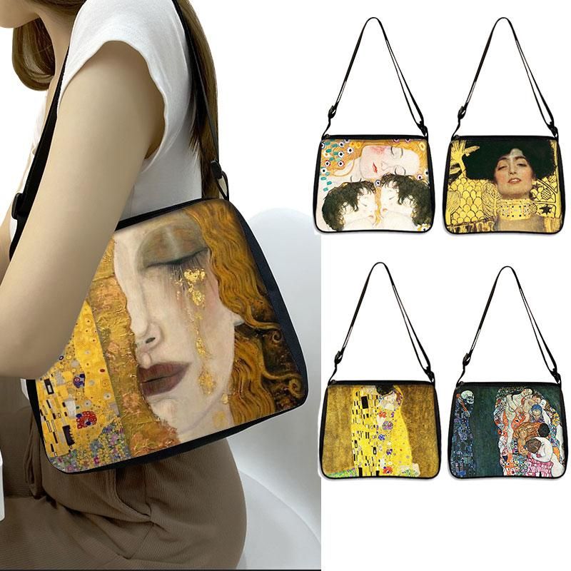 noche Gustav Klimt Pintura al óleo Bolsa de hombro Beso Tear La Virgen Embrague