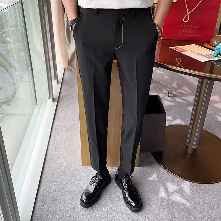 Summer Ankle Length Suit Pants Men 