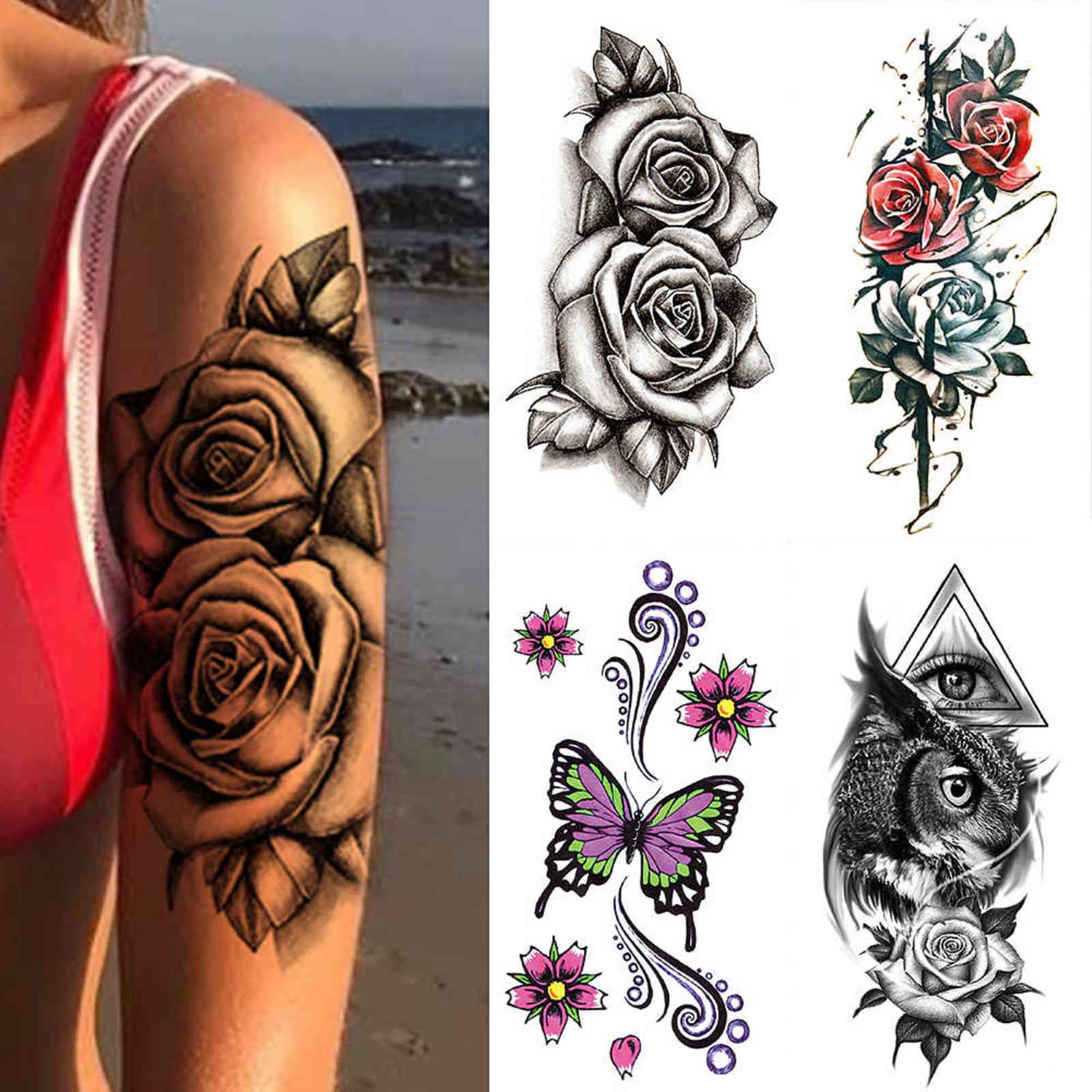 Waterproof Temporary Tattoo Sticker 3D Lace Rose Flower Tattoos Line Lotus Body Art Arm Fake Sleeve Tatoo Women Men Y1125 Waterproof Temporary Tattoo Sticker 3D Lace Rose Flower Tattoos Line Lotus Body Art Arm Fake Sleeve Tatoo Women Men Y1125