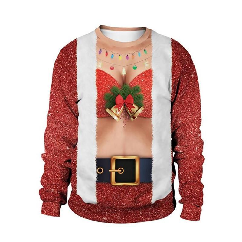 Unisex Ugly Christmas Sweater 3D Print Funny Novelty Xmas Holiday Party Pullover Sweatshirt