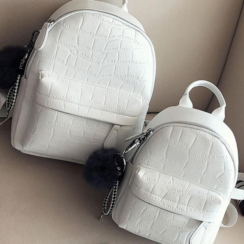 Mochila Mini Mochilas Mujeres PU Cuero Linda Pequeño Blanco Blanco Negro Para Niñas Adolescentes Moda